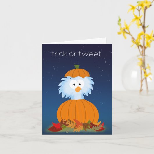 Trick or "Tweet" Halloween Bird card Kaart (Gele Bloem)