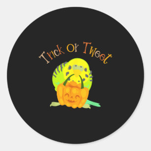 Trick or Tweet Parkiet Budgie Mom Halloween Bird Ronde Sticker