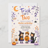 Trick or Two Schattige Halloween 2de Verjaardagsfe Kaart (Voorkant)