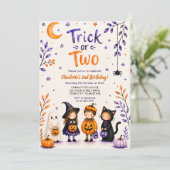 Trick or Two Schattige Halloween 2de Verjaardagsfe Kaart (Staand voorkant)