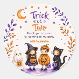 Trick or Two Schattige Leuke Halloween 2de Verjaar Ronde Sticker