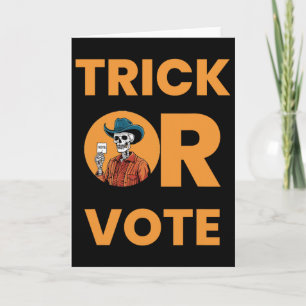 Trick or Vote Halloween Verkiezing Vintage Cowboy Kaart