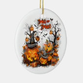 Trick ors treat en pompoen en vleermuizen keramisch ornament (Rechts)