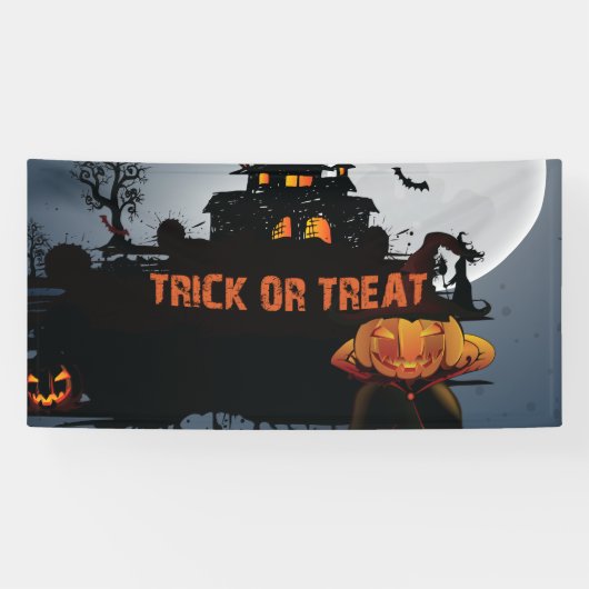 Trick ors treat kasteel spandoek (Horizontaal)