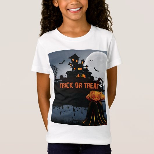 Trick ors treat kasteel t-shirt (Voorkant)