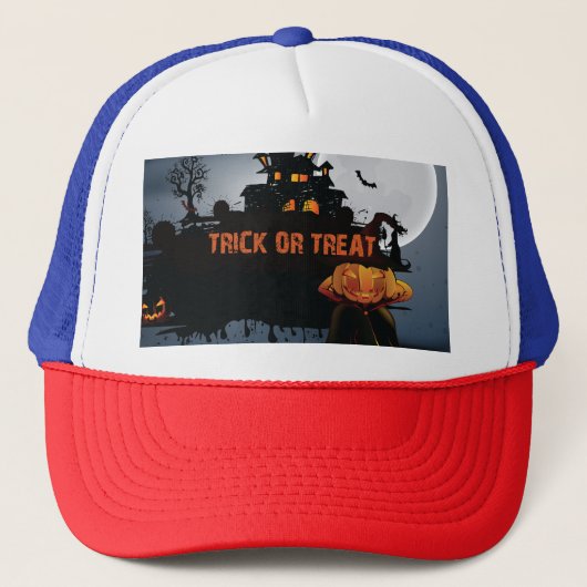 Trick ors treat kasteel trucker pet (Voorkant)
