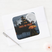 Trick ors treat kasteel vierkante sticker (Envelop)