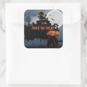 Trick ors treat kasteel vierkante sticker (Tas)