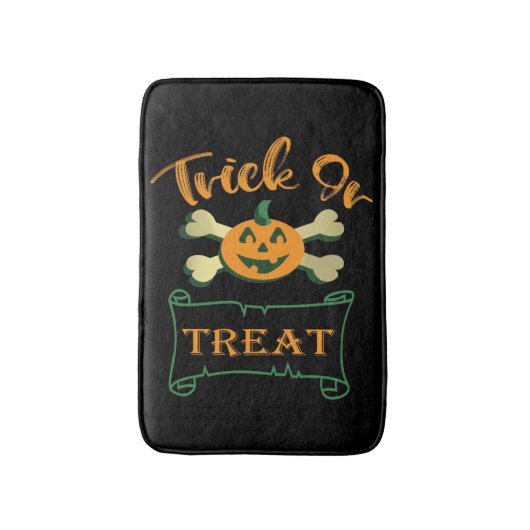 Trick ors treat kruising Halloween pomkin Badmat (Voorkant Verticaal)