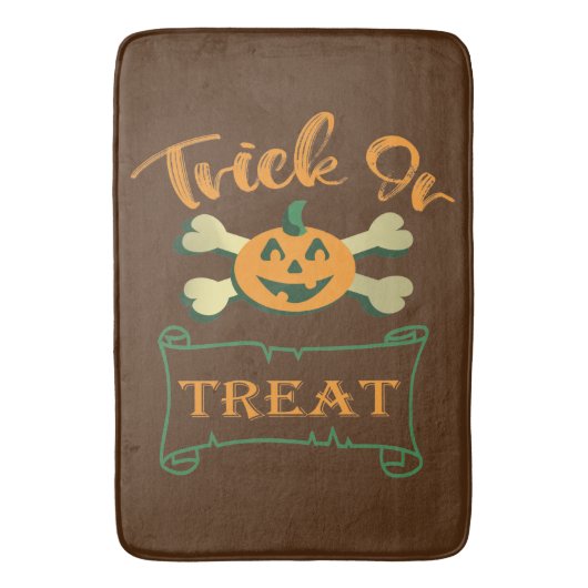 Trick ors treat kruising Halloween pomkin Badmat (Voorkant Verticaal)