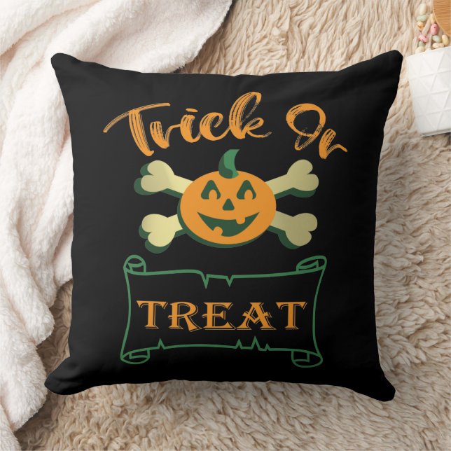 Trick ors treat kruising Halloween pomkin Kussen (Deken)