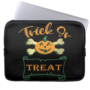 Trick ors treat kruising Halloween pomkin Laptop Sleeve