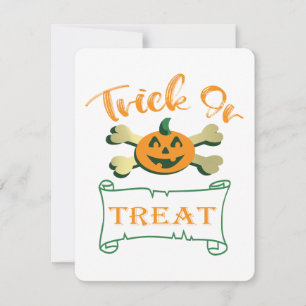 Trick ors treat kruising Halloween pomkin Notitiekaartje