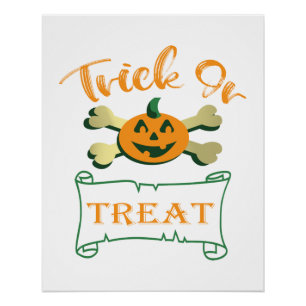 Trick ors treat kruising Halloween pomkin Perfect Poster