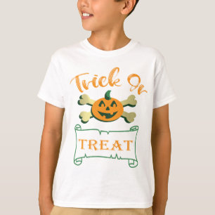 Trick ors treat kruising Halloween pomkin T-shirt