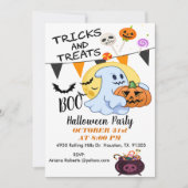 Trick ors treat Schattigee Ghost Halloween Invitat Kaart (Voorkant)