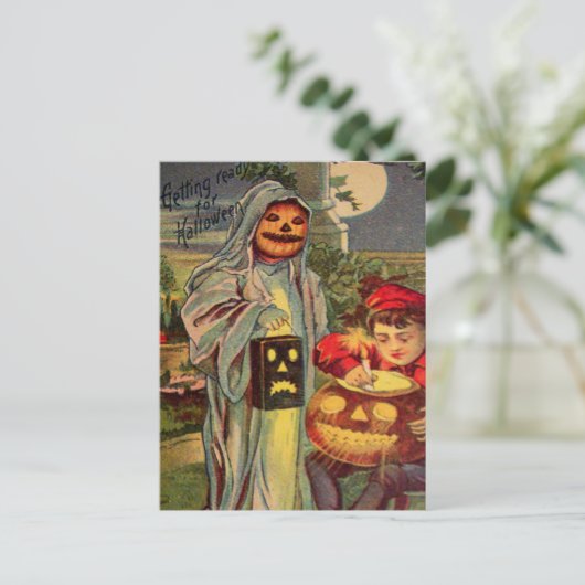 Trick R' Treat Ghost Jack O Lantern Pumpkin Briefkaart (Staand voorkant)