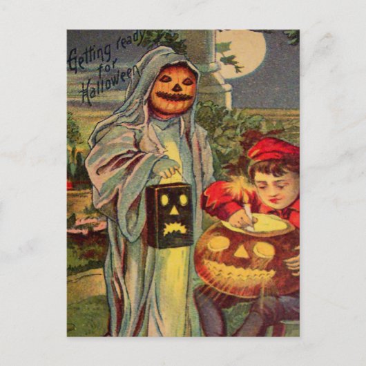 Trick R' Treat Ghost Jack O Lantern Pumpkin Briefkaart (Voorkant)