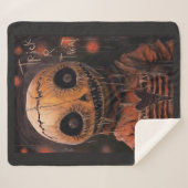 Trick r Treat Skeleton – Spooky Halloween Skeleton Sherpa Deken (Voorkant (horizontaal))