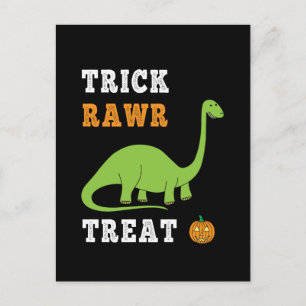 Trick Rawr Treat Cute Halloween Brontosaurus Dino Briefkaart