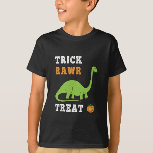 Trick Rawr Treat Cute Halloween Brontosaurus Dino T-shirt (Voorkant)