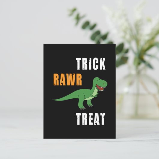 Trick Rawr Treat Cute Halloween Tyrannosaurus Rex Briefkaart (Staand voorkant)