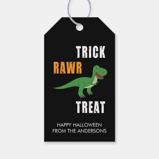 Trick Rawr Treat Cute Halloween Tyrannosaurus Rex Cadeaulabel (Voorkant)