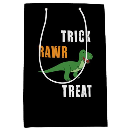 Trick Rawr Treat Cute Halloween Tyrannosaurus Rex Medium Cadeauzakje (Voorkant)