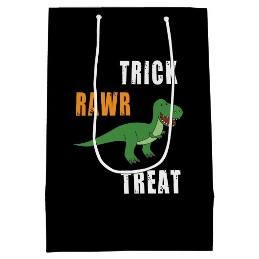 Trick Rawr Treat Cute Halloween Tyrannosaurus Rex Medium Cadeauzakje (Achterkant)