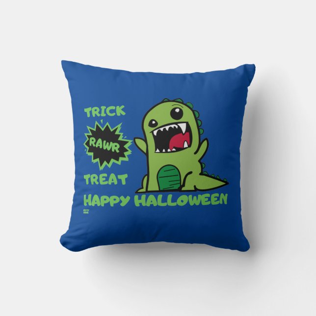 "TRICK RAWR TREAT" grappige halloween dinosaurus Kussen (Voorkant)