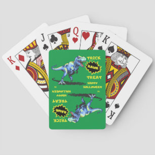 "TRICK RAWR TREAT" grappige halloween dinosaurus Pokerkaarten