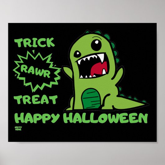 "TRICK RAWR TREAT" grappige halloween dinosaurus Poster (Voorkant)