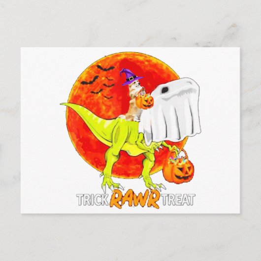 Trick Rawr Treat Halloween Corgi T Rex Dinosaur Briefkaart (Voorkant)