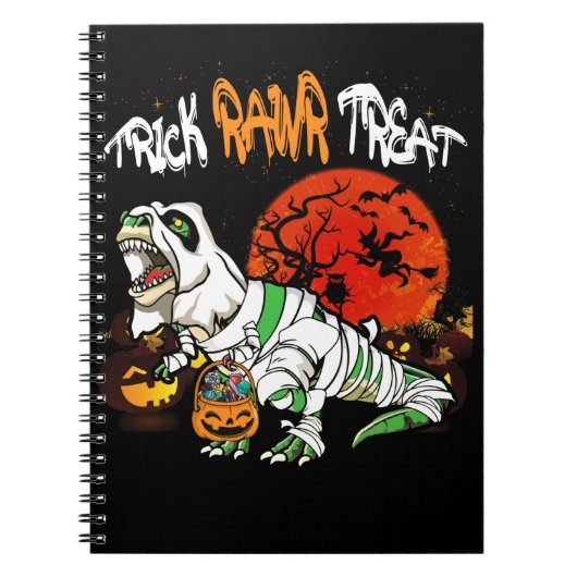 Trick Rawr Treat Halloween Dinosaur T Rex Pumpkin Notitieboek (Voorkant)