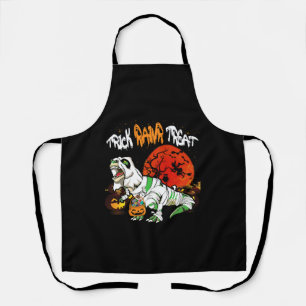 Trick Rawr Treat Halloween Dinosaur T Rex Pumpkin Schort
