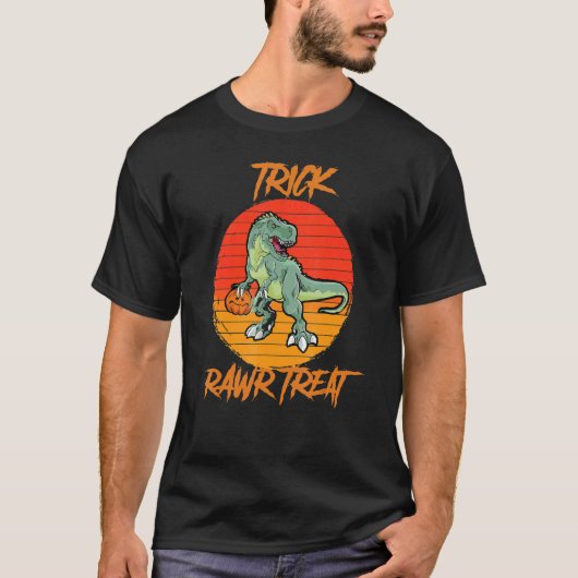 Trick Rawr Treat Halloween Rex Dinosaur T-shirt (Voorkant)