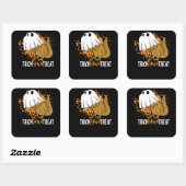 Trick Rawr Treat Halloween T Rex Dinosaur Ghost Vierkante Sticker (Vel)