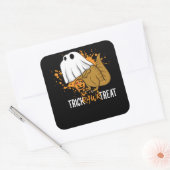 Trick Rawr Treat Halloween T Rex Dinosaur Ghost Vierkante Sticker (Envelop)