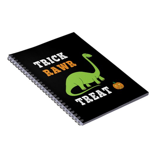 Trick Rawr Treat Schattige Halloween Brontosaurus  Notitieboek (Rechterzijde)