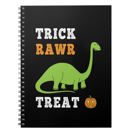Trick Rawr Treat Schattige Halloween Brontosaurus  Notitieboek (Voorkant)