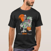Trick Rawr Treat Skeleton Riding Dinosaur Rex Hall T-shirt (Voorkant)