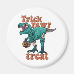 Trick Rawr Treat Zombie T Rex Halloween Dinosaur Magneet