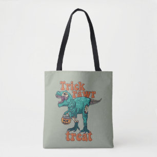 Trick Rawr Treat Zombie T Rex Halloween Dinosaur Tote Bag