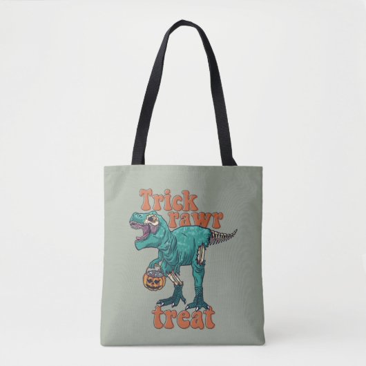 Trick Rawr Treat Zombie T Rex Halloween Dinosaur Tote Bag (Voorkant)