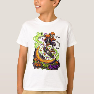 Trick Roll Herhaal Skeleton Skater T-shirt