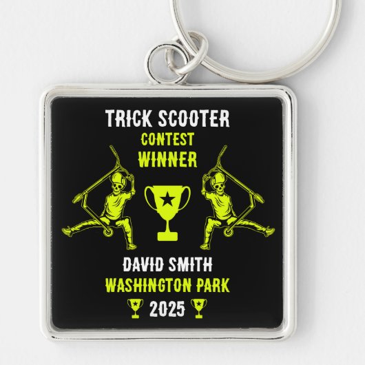 Trick Scooter Rijder Prijs Sleutelhanger (Voorkant)