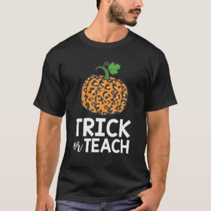 Trick Teach Leopard Pumpkin Herfst Halloween leraa T-shirt