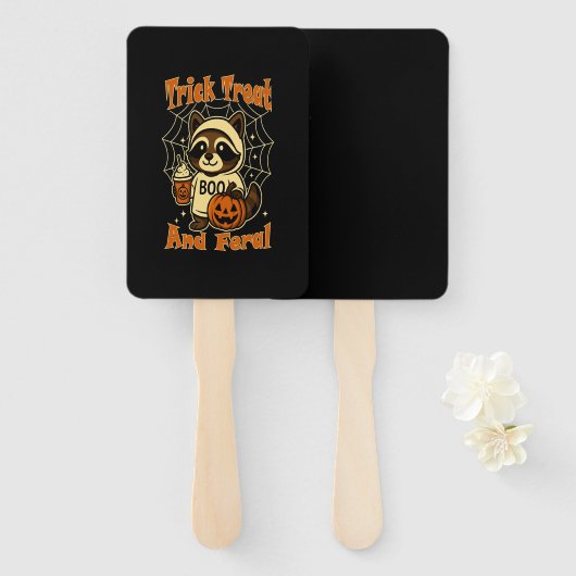 Trick Treat and Feral Cute Halloween Handwaaier (Voorkant en achterkant)