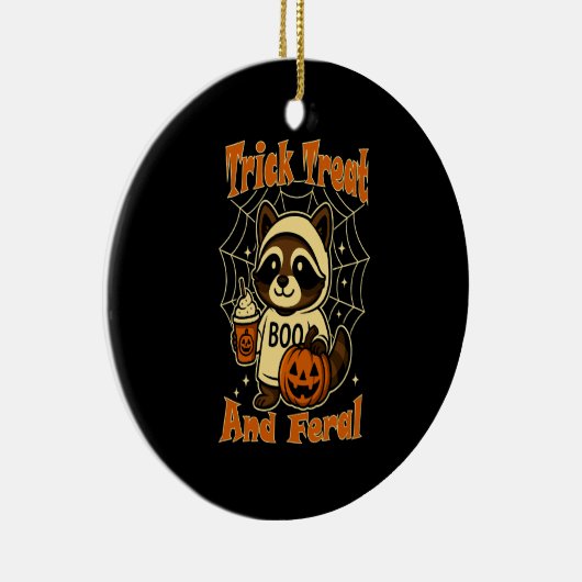 Trick Treat and Feral Cute Halloween Keramisch Ornament (Rechts)