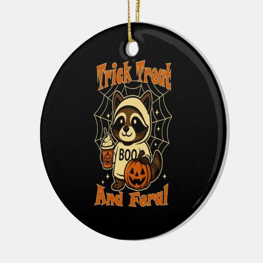 Trick Treat and Feral Cute Halloween Keramisch Ornament (Links)